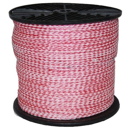 T.W. Evans Cordage Co. No. 8 - 1/4. x 1000 ft. Red and White Hollow Braid Polypro 27-307